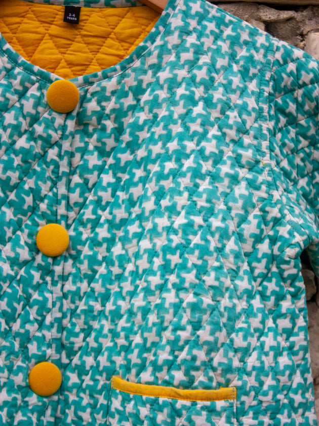 Aqua Fun Organic Cotton Quilted Tea Cup Jacket - Pinklay