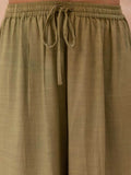 Solid Olive Rayon Slub Palazzo - Pinklay