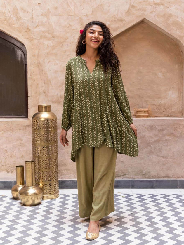 Bandagi Asymmetrical Top and Palazzo | Pinkaly