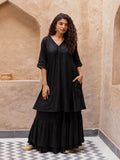 Black Rayon Embroidered Kurta | Pinklay