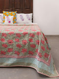 Veda Kantha Cotton Bed Cover - Pinklay