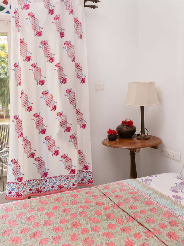 Veda Kantha Cotton Bed Cover - Pinklay