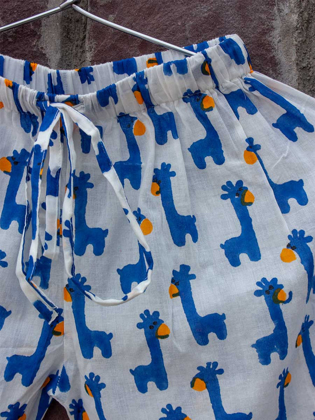 Blue Giraffe Organic Cotton Top & Pajama Set - Pinklay