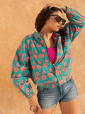 Bohemian Handblock Printed Bomber Jacket | Pinklay
