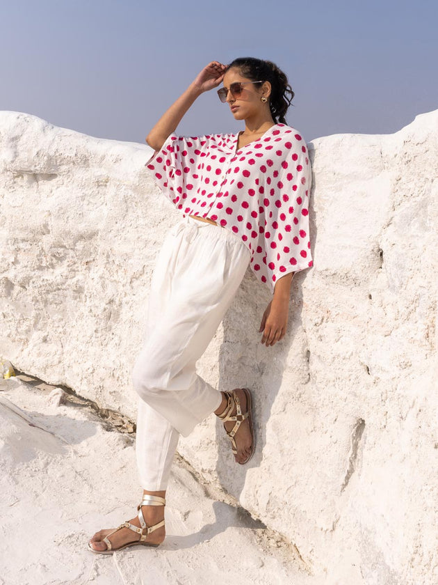 Set of 2 - Cherry Blossom Poncho Top and Pants - Pinklay