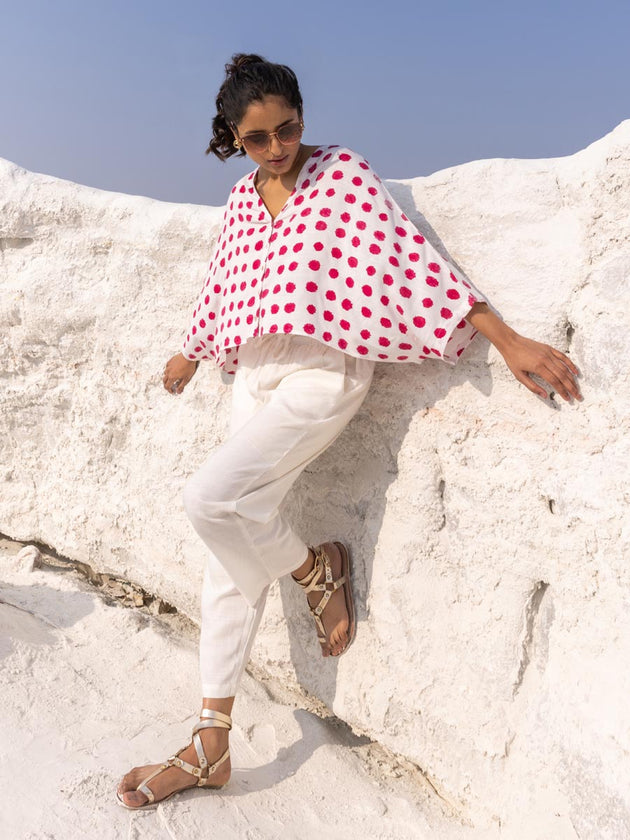 Set of 2 - Cherry Blossom Poncho Top and Pants - Pinklay