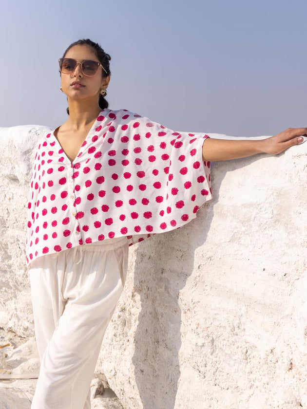 Set of 2 - Cherry Blossom Poncho Top and Pants - Pinklay