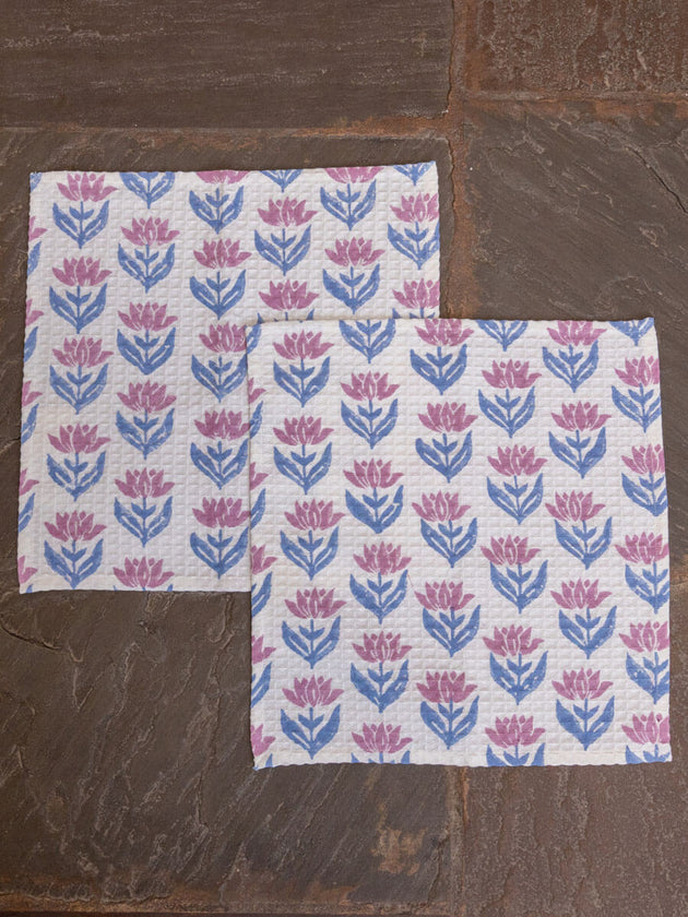 Neerja Block Printed Face Towels - Pinklay