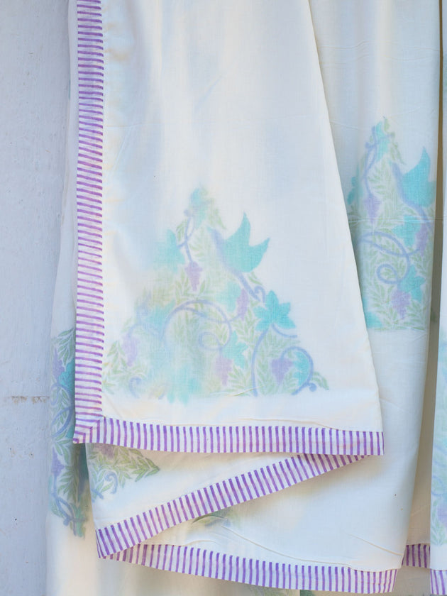 Fields of Lavender Block Printed Muslin Dohar - Pinklay