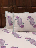 Shuchi Hand Block Printed Cotton Bed Sheet- Pinklay
