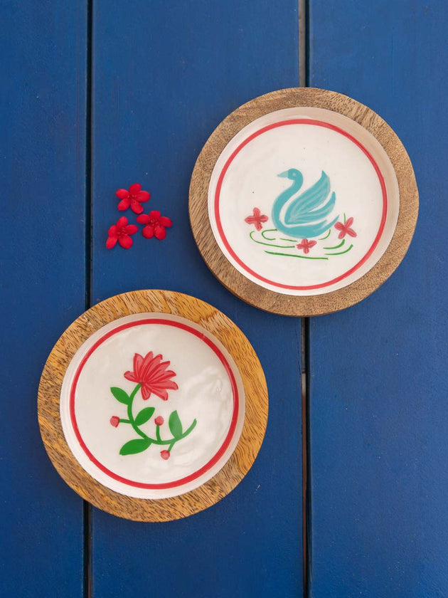 Floral Lagoon Wooden Coasters | Pinklay