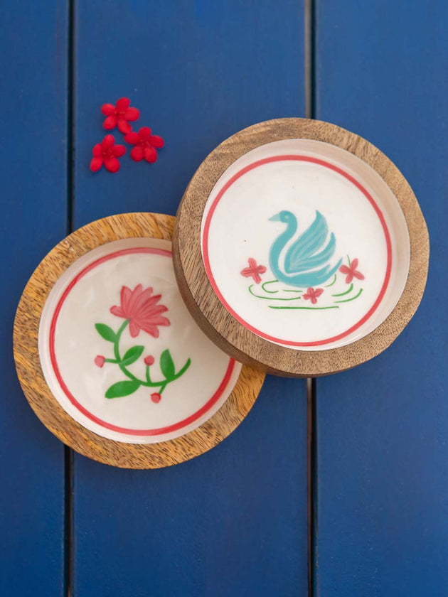 Floral Lagoon Wooden Coasters | Pinklay