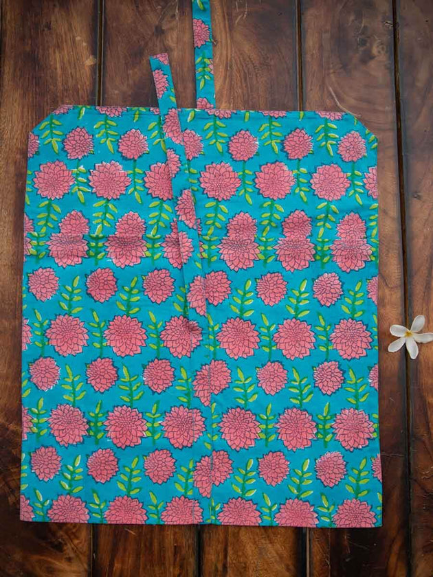 Floral Turquoise Cotton Bag | Pinklay