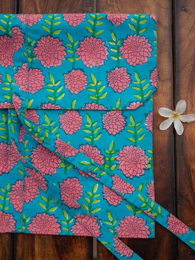Floral Turquoise Cotton Bag | Pinklay