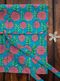 Floral Turquoise Cotton Bag | Pinklay