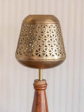 Gazal Metal Cutwork Wooden Base Table Lamp | Pinklay