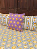 Golden Bloom Hand Block Printed Cotton Bed Sheet | Pinklay