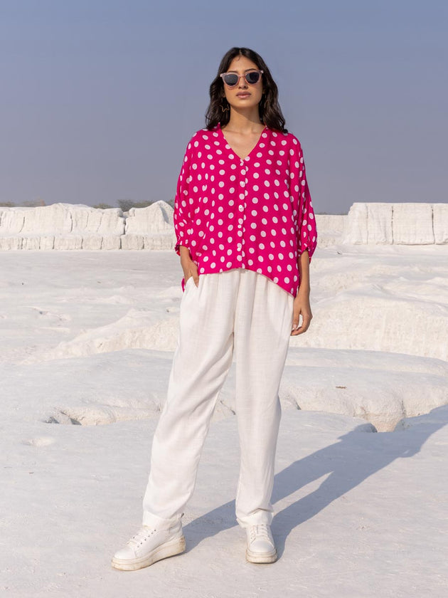 Rose Pink Modal Silk Kaftan Top - Pinklay