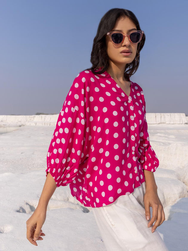 Rose Pink Modal Silk Kaftan Top - Pinklay