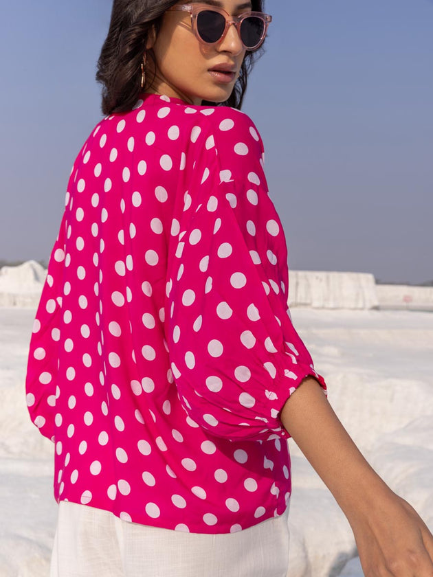 Rose Pink Modal Silk Kaftan Top - Pinklay