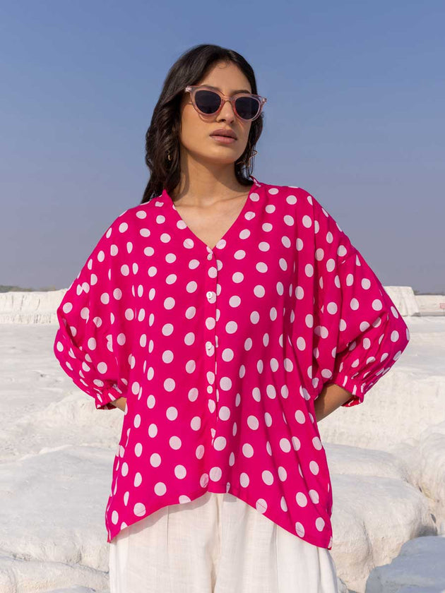 Rose Pink Modal Silk Kaftan Top - Pinklay
