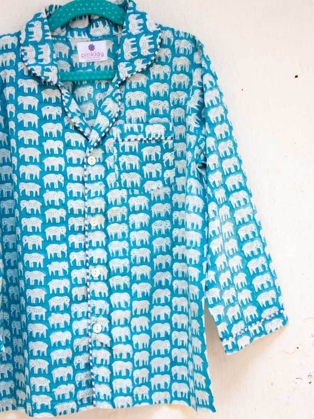 Haathi's March Organic Cotton Top & Pyjama Set - Pinklay