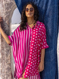 'I Love Pink' Oversized Asymmetrical Modal Long Shirt - Pinklay