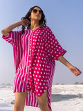 'I Love Pink' Oversized Asymmetrical Modal Long Shirt - Pinklay