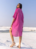 'I Love Pink' Oversized Asymmetrical Modal Long Shirt - Pinklay