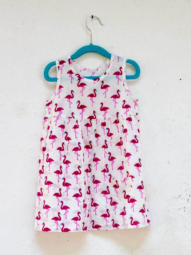 Flamingo Everyday Dress with a Pocket - Pinklay