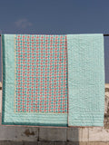 Sacred Lotus Block Printed Cotton Quilt- Pinklay