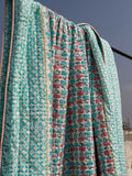 Sacred Lotus Block Printed Cotton Quilt- Pinklay