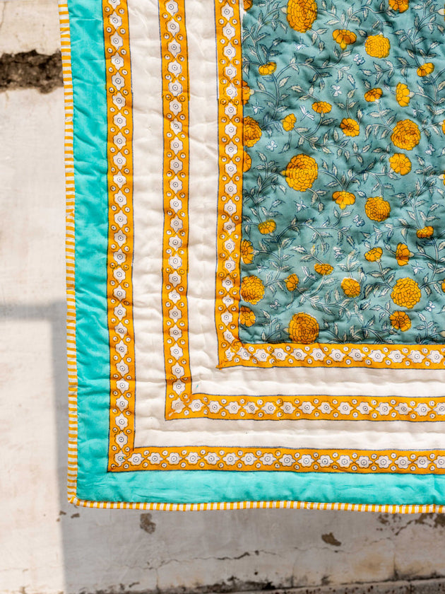 Utsa Block Printed Cotton Quilt - Pinklay