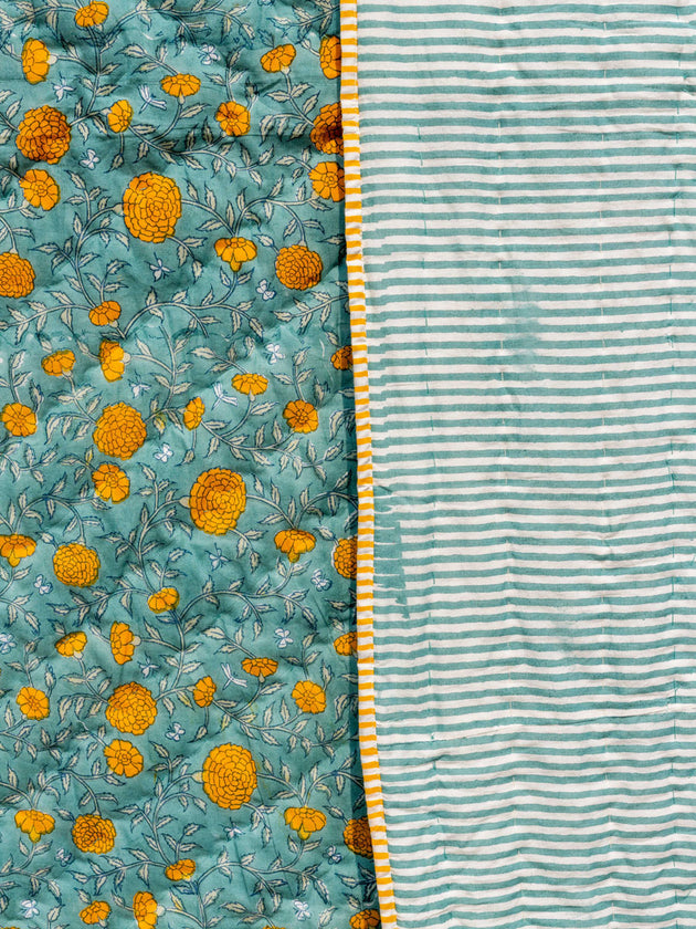 Utsa Block Printed Cotton Quilt - Pinklay