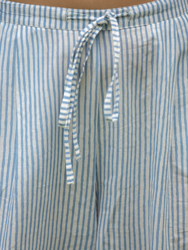 Grey Stripes Cotton Lantern Pants - Pinklay