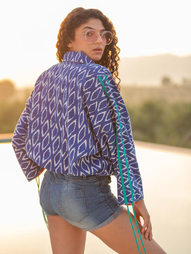 Misfit Handblock Printed Bomber Jacket | Pinklay