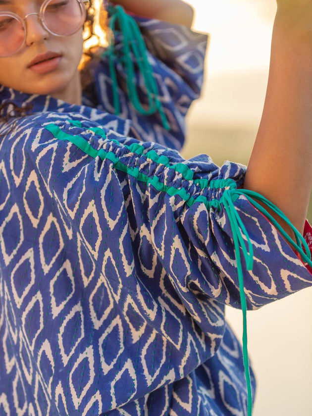 Misfit Handblock Printed Bomber Jacket | Pinklay