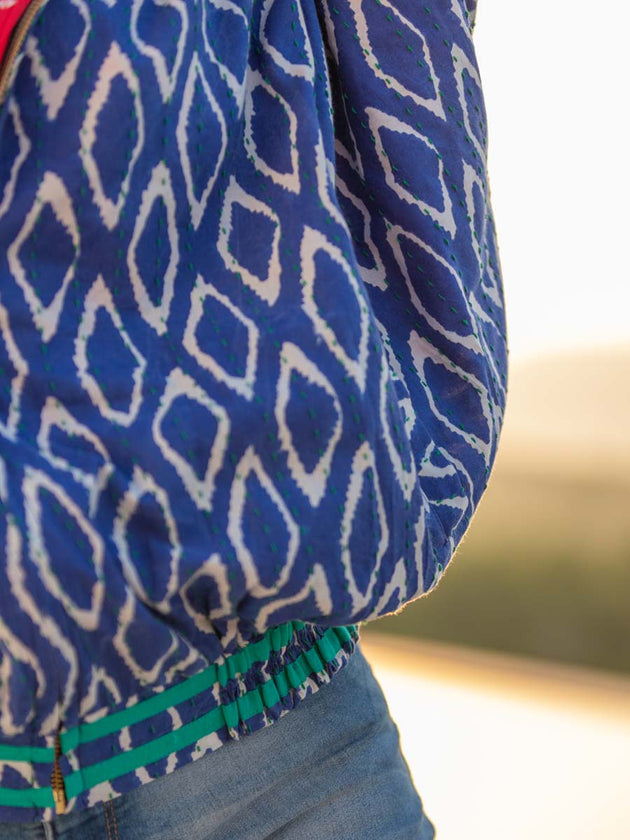 Misfit Handblock Printed Bomber Jacket | Pinklay