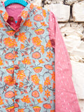 Nihaar Long Kurta Pajama Jacket Set of 3 - Pinklay