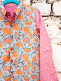 Nihaar Long Kurta Pajama Jacket Set of 3 - Pinklay