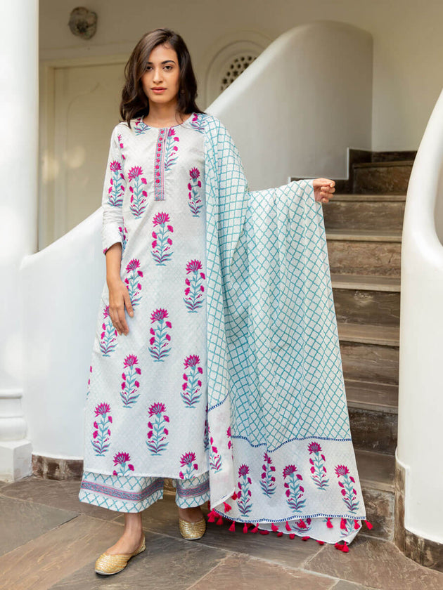 Nazm Block Printed Dupatta - Pinklay