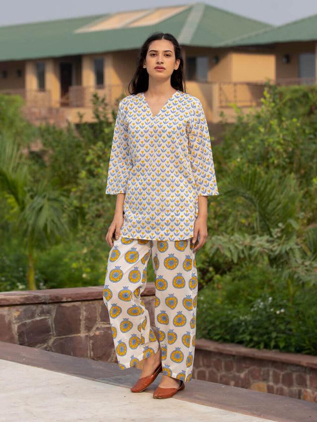 Gulshan Cotton Lounge Set - Pinklay