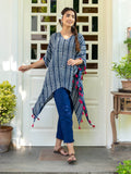 Falak Indigo Long Kaftan Top - Pinklay