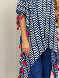 Falak Indigo Long Kaftan Top - Pinklay