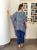 Falak Indigo Long Kaftan Top - Pinklay