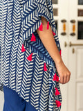 Falak Indigo Long Kaftan Top - Pinklay