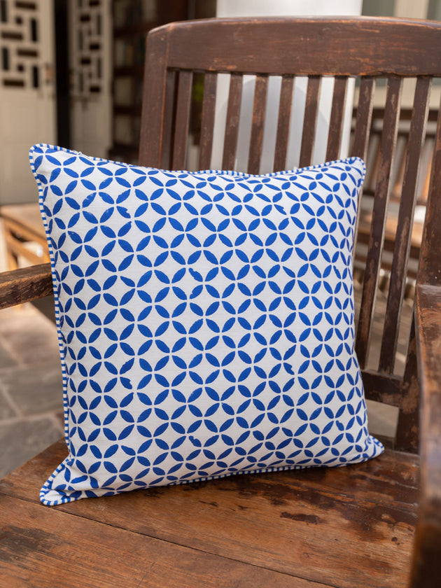 Amrita Block Printed Cotton Cushion Cover - 16 Inch