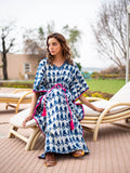 Indigo Paisley Daabu Cotton Kaftan - Pinklay