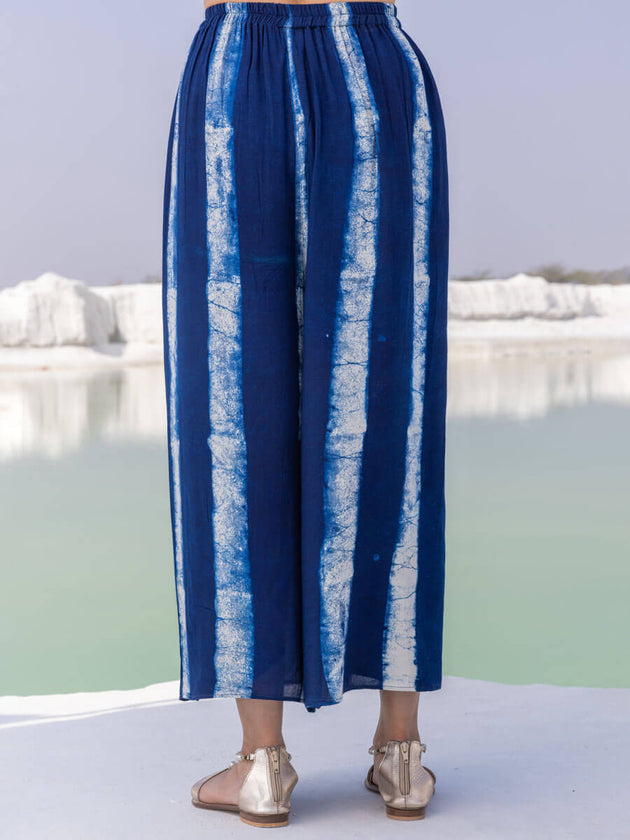 Indigo Horizon Indigo Wrap-around Palazzo Pants - Pinklay