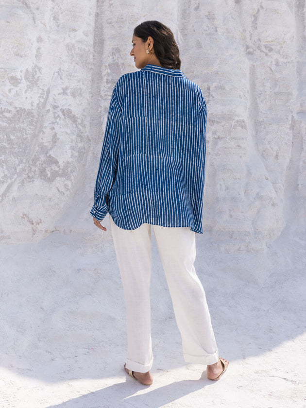 Indigo Stripes Modal Shirt - Pinklay